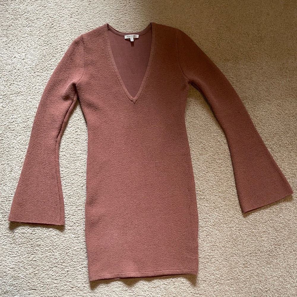 Ronny Kobo Terracotta Bell sleeved Mini Dress sz S